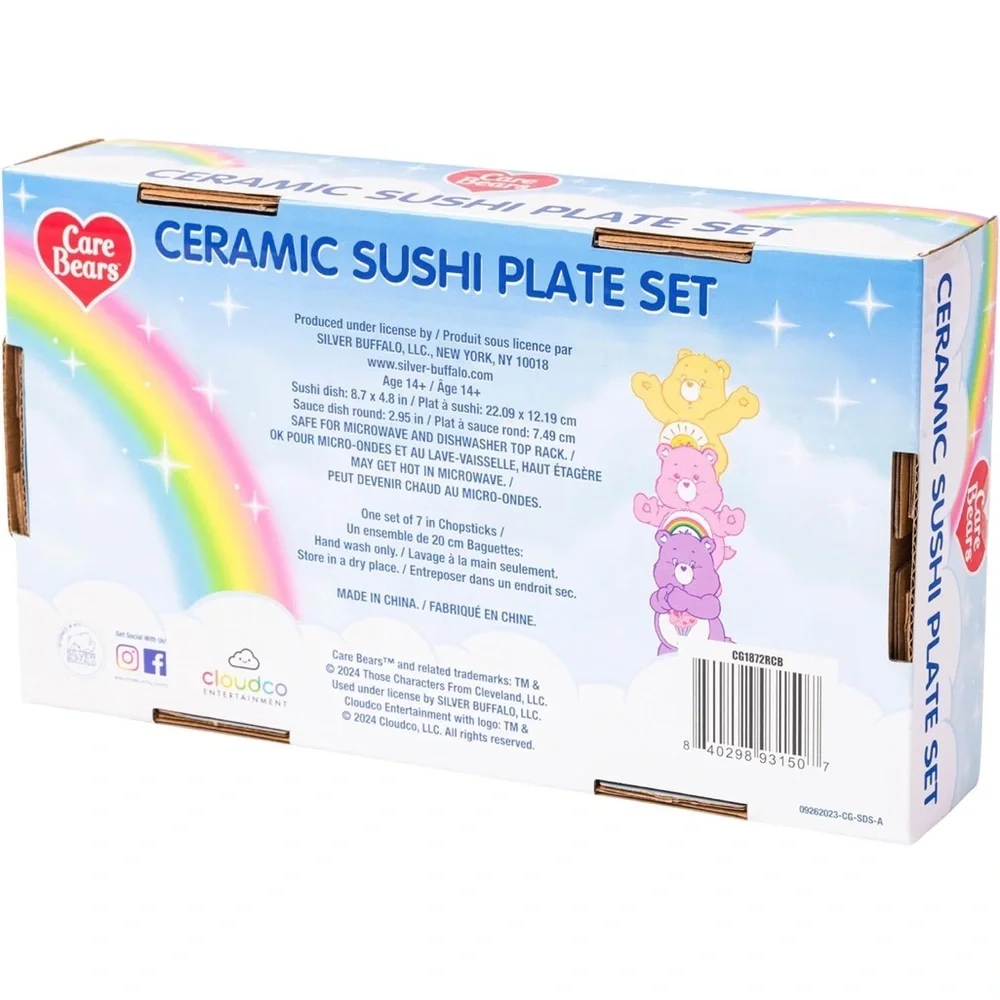 Care Bears Ceramic Sushi Plate Set with Rainbow Design
